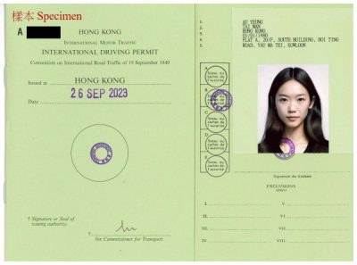 圖示經網上遞交申請而獲發的國際駕駛許可證樣式。